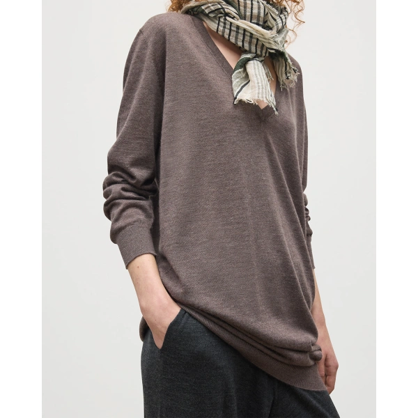 Johnstons of Elgin Elise Brown Long Superfine Cashmere Jumper