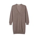 Johnstons of Elgin Elise Brown Long Superfine Cashmere Jumper | Sweaters | Coveti