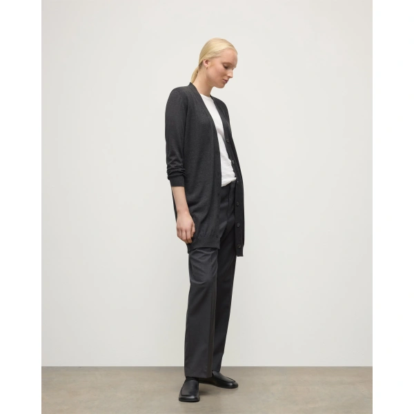 Johnstons of Elgin Elise Dark Grey Long Superfine Cashmere Cardigan