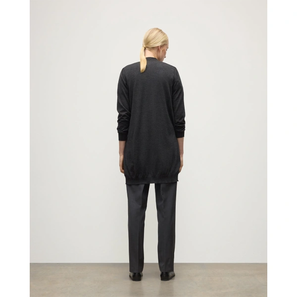 Johnstons of Elgin Elise Dark Grey Long Superfine Cashmere Cardigan