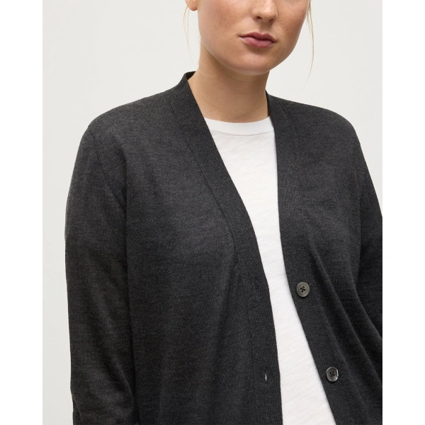 Johnstons of Elgin Elise Dark Grey Long Superfine Cashmere Cardigan