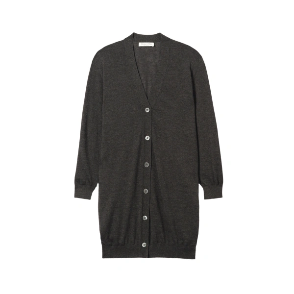 Johnstons of Elgin Elise Dark Grey Long Superfine Cashmere Cardigan | Cardigan | Coveti
