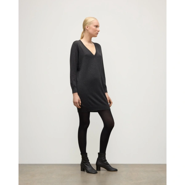 Johnstons of Elgin Elise Dark Grey Long Superfine Cashmere Jumper