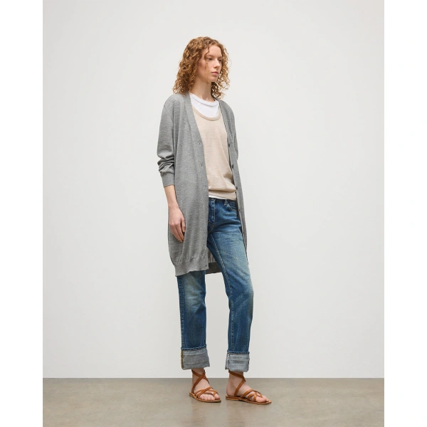 Johnstons of Elgin Elise Grey Long Superfine Cashmere Cardigan