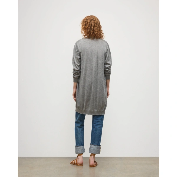Johnstons of Elgin Elise Grey Long Superfine Cashmere Cardigan