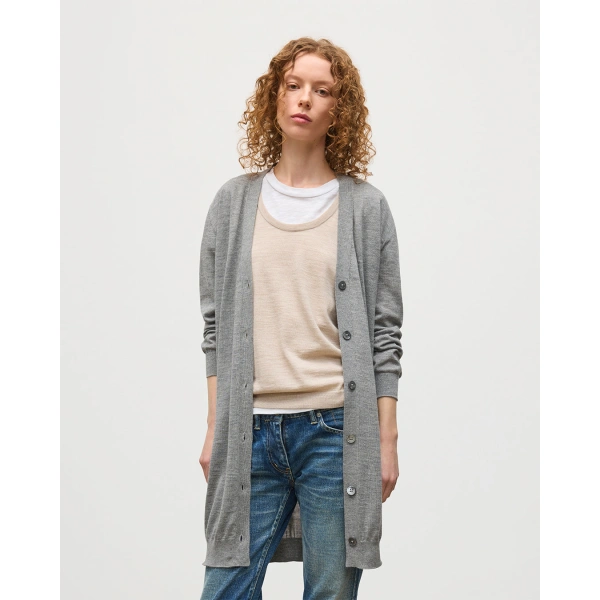 Johnstons of Elgin Elise Grey Long Superfine Cashmere Cardigan