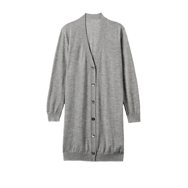 Elise Grey Long Superfine Cashmere Cardigan
