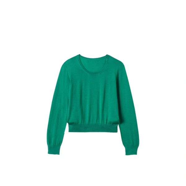 Ella Bright Green Superfine Cashmere Scoop Neck Jumper