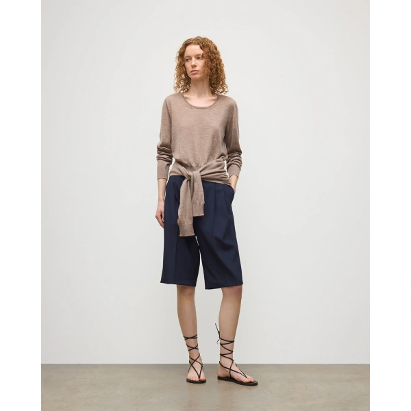 Johnstons of Elgin Ella Light Brown Superfine Cashmere Scoop Neck Jumper