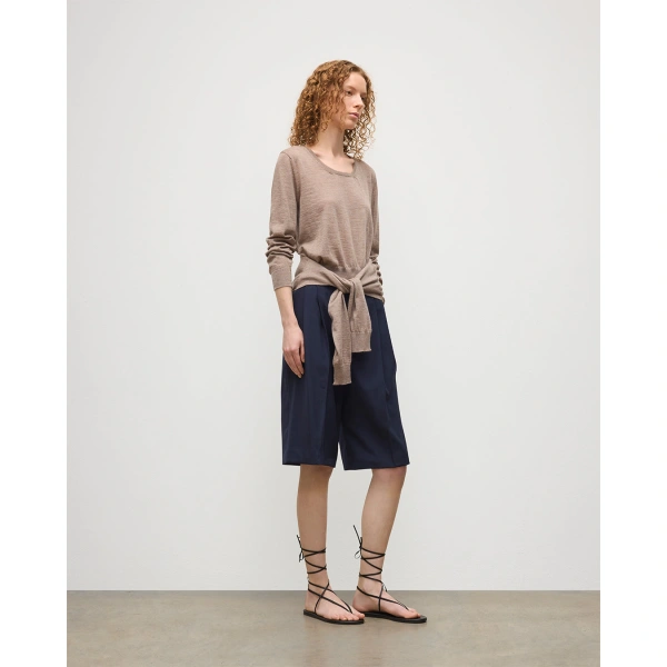 Johnstons of Elgin Ella Light Brown Superfine Cashmere Scoop Neck Jumper