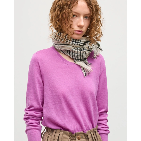 Johnstons of Elgin Ella Pink Superfine Cashmere Scoop Neck Jumper