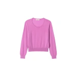 Johnstons of Elgin Ella Pink Superfine Cashmere Scoop Neck Jumper | Sweaters | Coveti