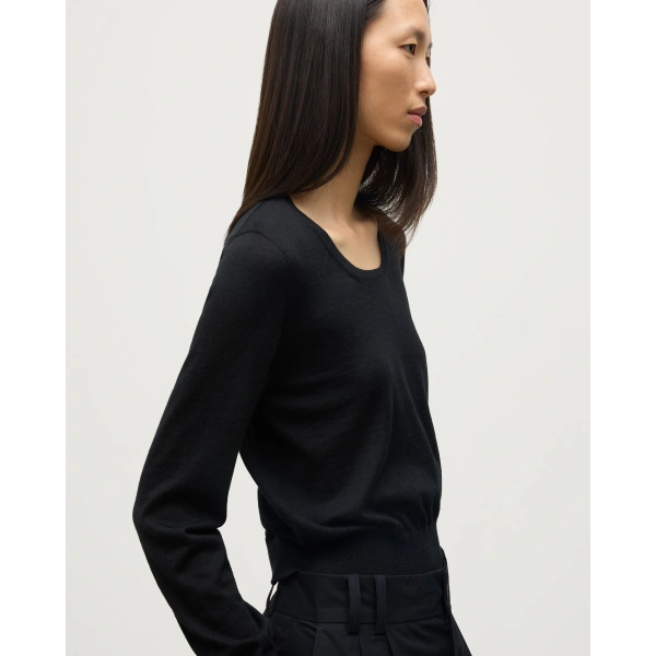 Johnstons of Elgin Ella Scoop Neck Superfine Cashmere Black Jumper