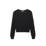 Johnstons of Elgin Ella Scoop Neck Superfine Cashmere Black Jumper | Sweaters | Coveti