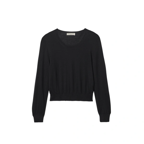 Johnstons of Elgin Ella Scoop Neck Superfine Cashmere Black Jumper | Sweaters | Coveti