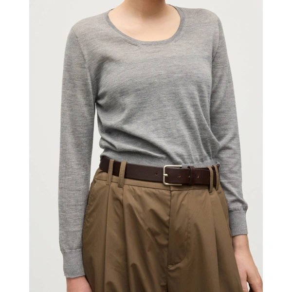 Johnstons of Elgin Ella Scoop Neck Superfine Cashmere Grey Jumper