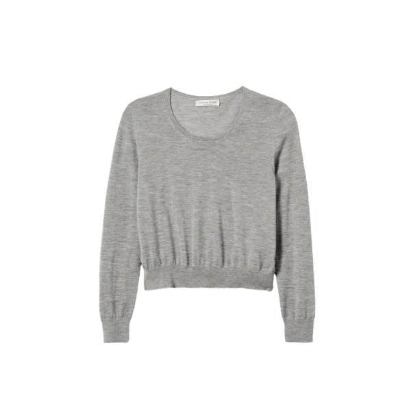 Johnstons of Elgin Ella Scoop Neck Superfine Cashmere Grey Jumper | Sweaters | Coveti