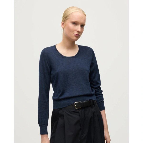 Johnstons of Elgin Ella Scoop Neck Superfine Cashmere Navy Jumper