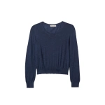 Johnstons of Elgin Ella Scoop Neck Superfine Cashmere Navy Jumper | Sweaters | Coveti