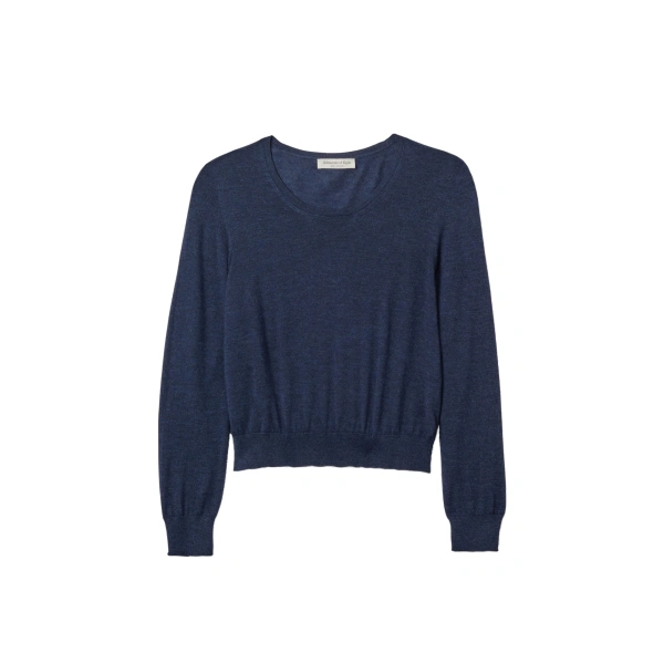 Johnstons of Elgin Ella Scoop Neck Superfine Cashmere Navy Jumper | Sweaters | Coveti