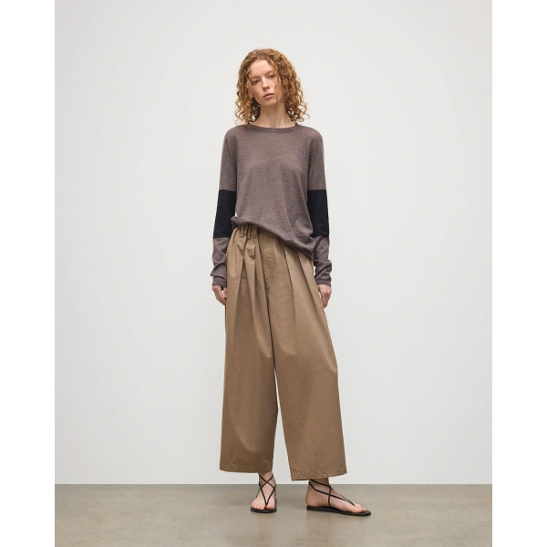 Johnstons of Elgin Euna Brown & Black Superfine Cashmere T-Shirt