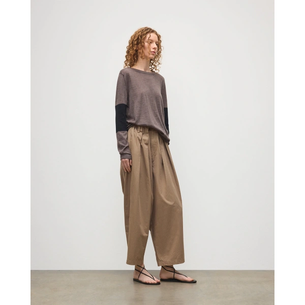 Johnstons of Elgin Euna Brown & Black Superfine Cashmere T-Shirt