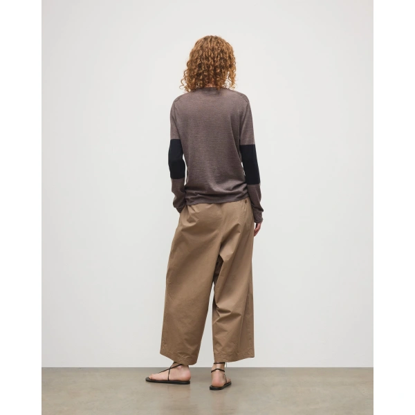 Johnstons of Elgin Euna Brown & Black Superfine Cashmere T-Shirt