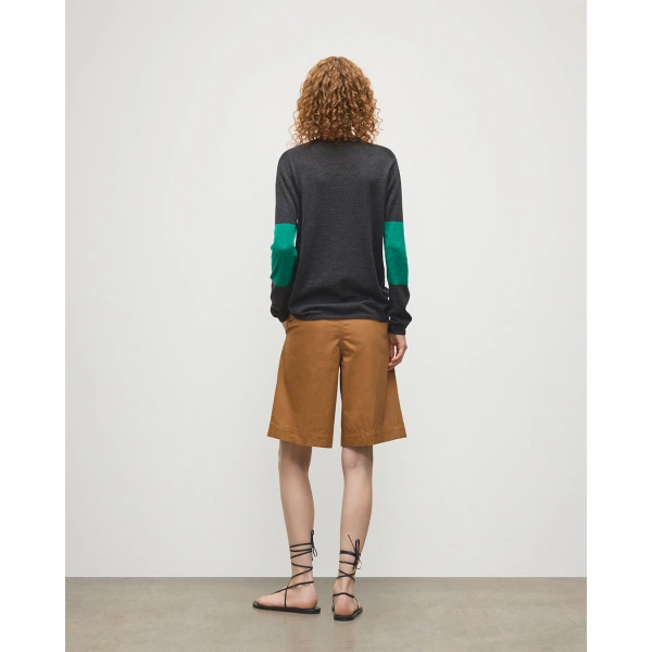Johnstons of Elgin Euna Grey & Green Superfine Cashmere T-Shirt