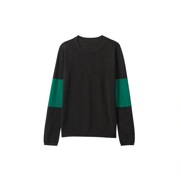 Johnstons of Elgin Euna Grey & Green Superfine Cashmere T-Shirt | T-shirts | Coveti