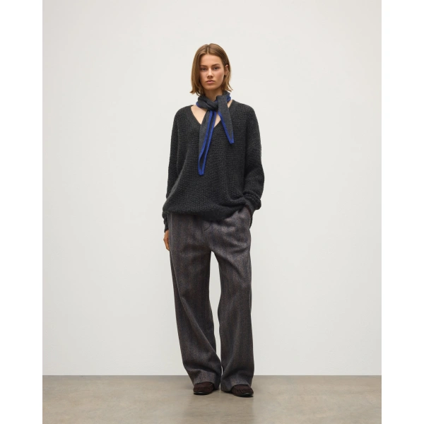 Johnstons of Elgin Eva Grey Brushed Cashmere-Silk-Wool Jumper