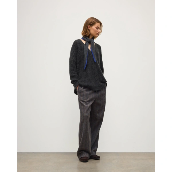 Johnstons of Elgin Eva Grey Brushed Cashmere-Silk-Wool Jumper