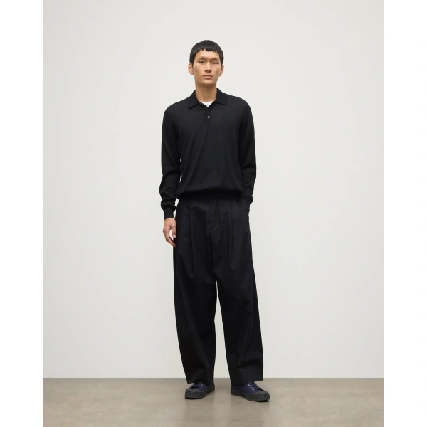 Johnstons of Elgin Fin Black Superfine Cashmere Polo Shirt