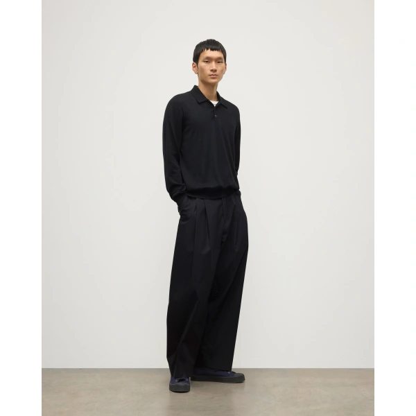 Johnstons of Elgin Fin Black Superfine Cashmere Polo Shirt