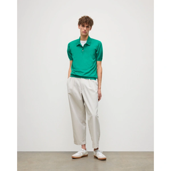 Johnstons of Elgin Fin Bright Green Superfine Cashmere Polo Shirt