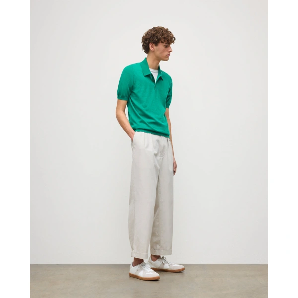Johnstons of Elgin Fin Bright Green Superfine Cashmere Polo Shirt