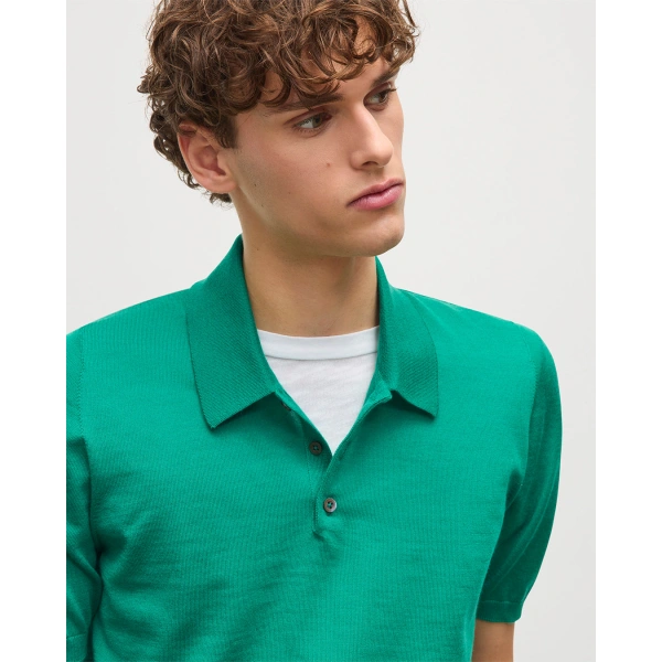 Johnstons of Elgin Fin Bright Green Superfine Cashmere Polo Shirt