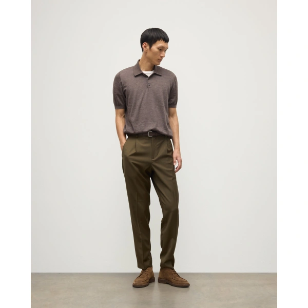 Johnstons of Elgin Fin Brown Superfine Cashmere Polo Shirt