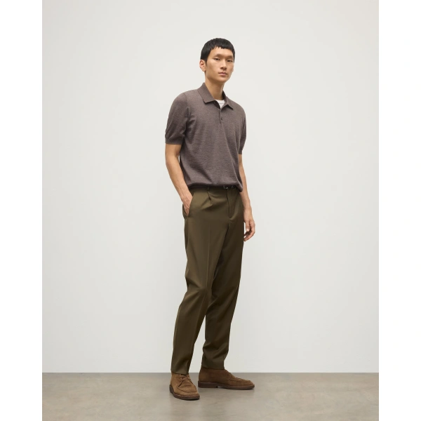 Johnstons of Elgin Fin Brown Superfine Cashmere Polo Shirt