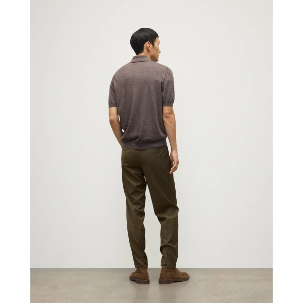 Johnstons of Elgin Fin Brown Superfine Cashmere Polo Shirt