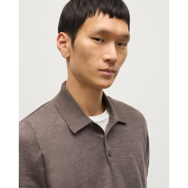 Johnstons of Elgin Fin Brown Superfine Cashmere Polo Shirt
