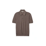 Johnstons of Elgin Fin Brown Superfine Cashmere Polo Shirt | Men Knitwear | Coveti
