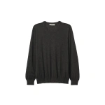 Johnstons of Elgin Fin Dark Grey Superfine Cashmere Jumper | Men Knitwear | Coveti