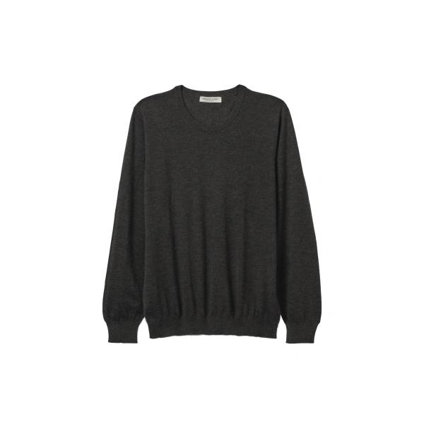 Johnstons of Elgin Fin Dark Grey Superfine Cashmere Jumper | Men Knitwear | Coveti