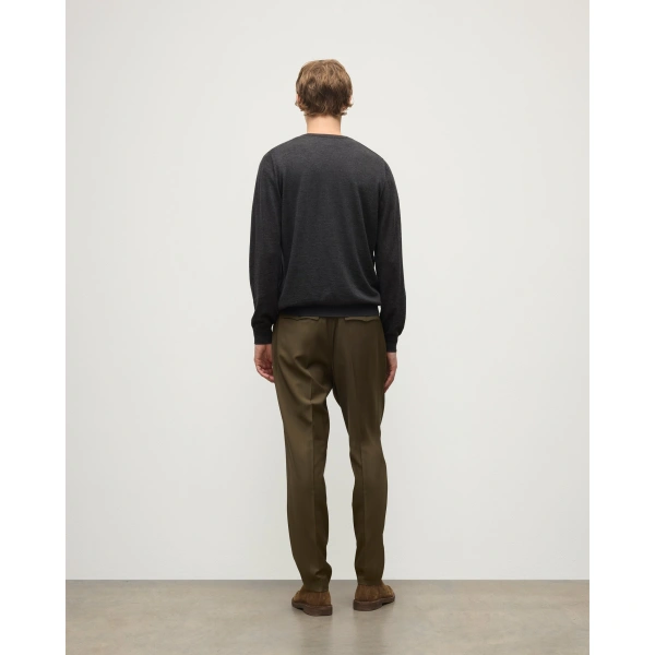 Johnstons of Elgin Fin Dark Grey V Neck Superfine Cashmere Jumper