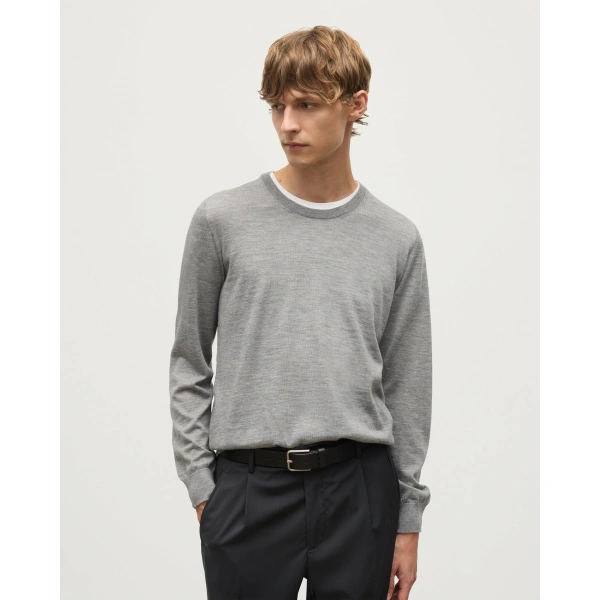 Johnstons of Elgin Fin Grey Superfine Cashmere Jumper