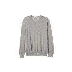 Johnstons of Elgin Fin Grey Superfine Cashmere Jumper | Men Knitwear | Coveti