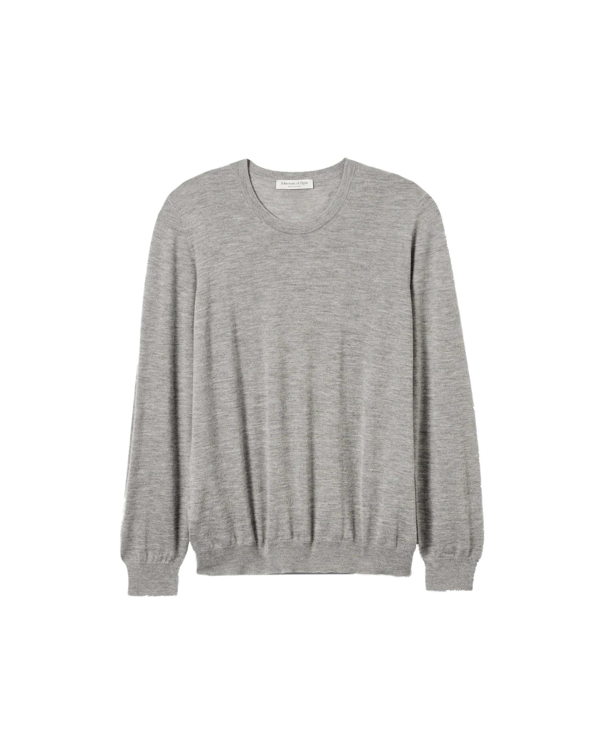 Johnstons of Elgin Fin Grey Superfine Cashmere Jumper Johnstons of Elgin Fin Grey Superfine Cashmere Jumper | Men Knitwear | Coveti