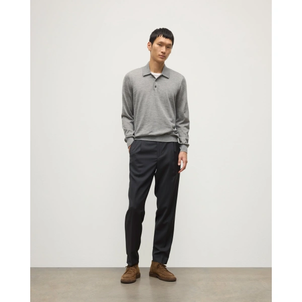 Johnstons of Elgin Fin Grey Superfine Cashmere Polo Shirt