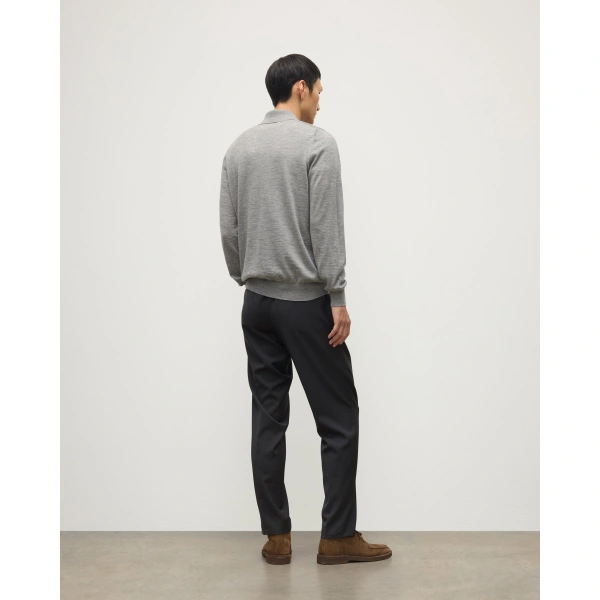 Johnstons of Elgin Fin Grey Superfine Cashmere Polo Shirt