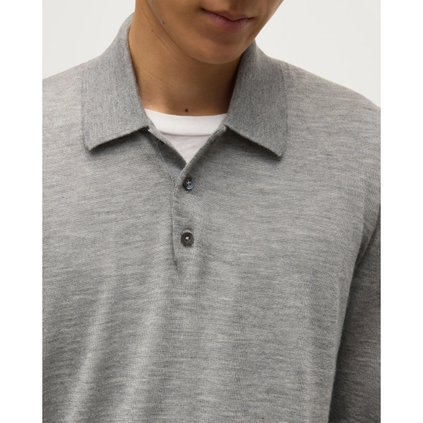Johnstons of Elgin Fin Grey Superfine Cashmere Polo Shirt